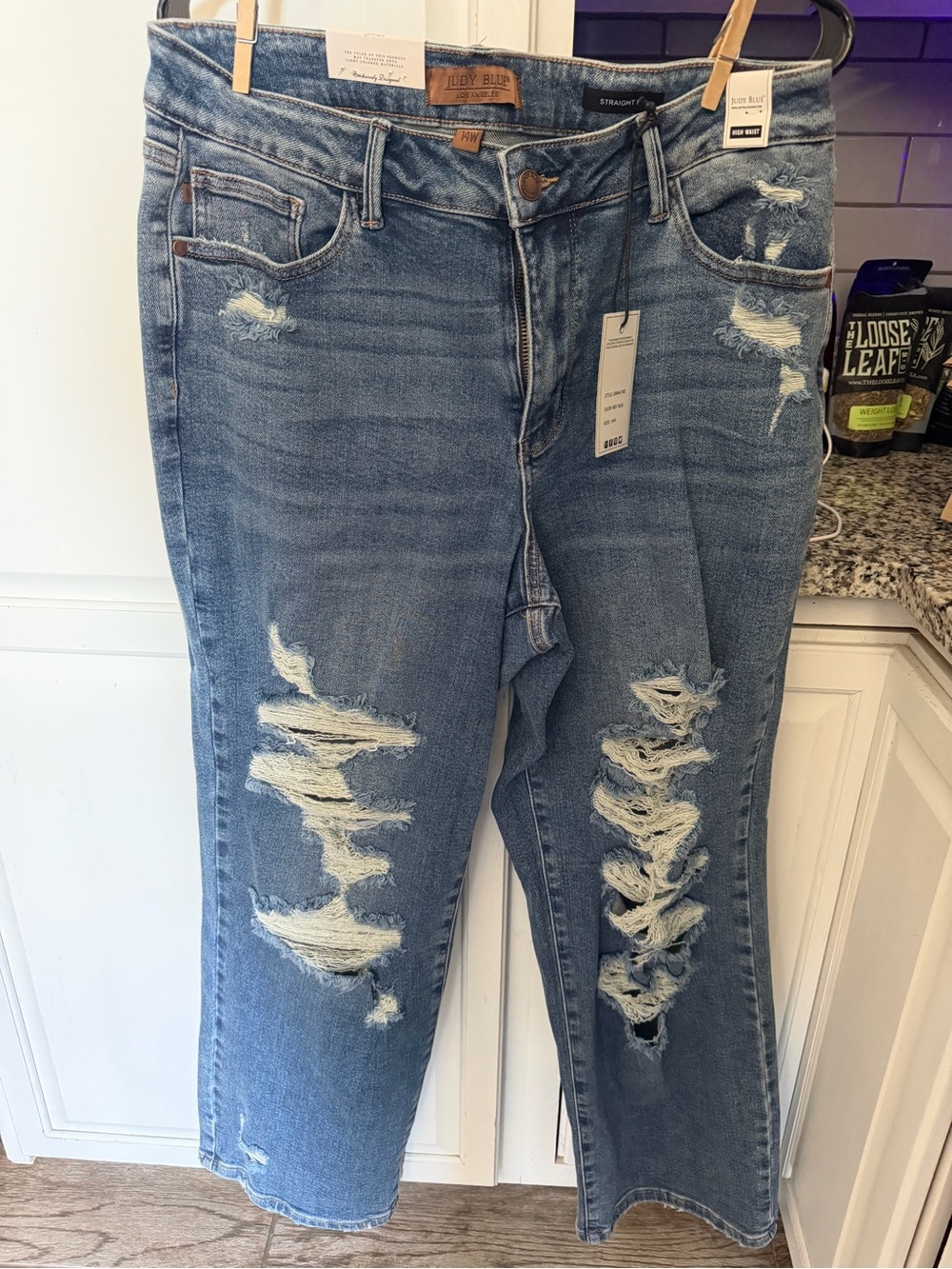 14W NEW Judy Blue Women's Distressed Blue Denim Jeans high waist
